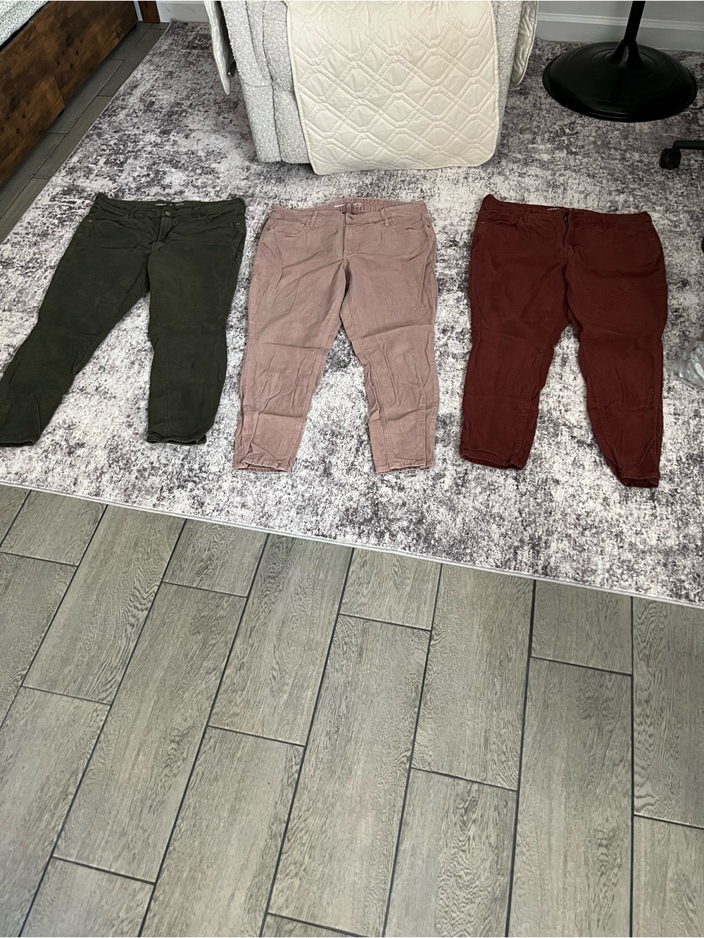 Women Corduroy Skinny Pants in Olive, Mauve, and Rust - Pack of 3